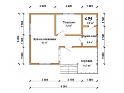 Компактный деревянный дом 6 x 7 м