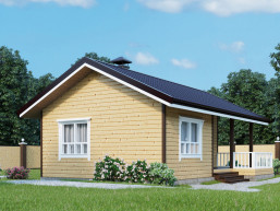 Компактный деревянный дом 6 x 7 м