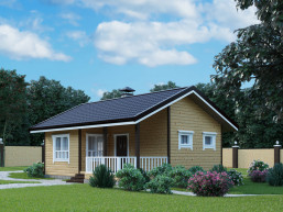 Компактный деревянный дом 6 x 7 м