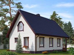 Брусовый дом с мансардой 7.5 x 11 м