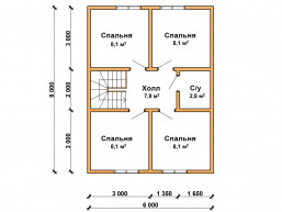 Дачный дом 6 x 8 м