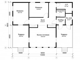 Компактный дом из бруса 10 x 13 м