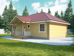 Практичный загородный дом из бруса 8 x 12 м