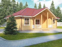 Практичный загородный дом из бруса 8 x 12 м