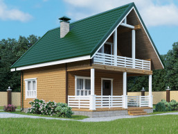 Загородный дом с мансардой 6 x 8.5 м