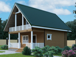 Загородный дом с мансардой 6 x 8.5 м
